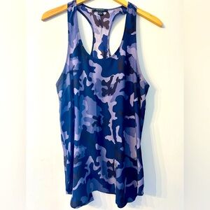 Acrobat size large 100% silk racer back camo blue and brown color camisole